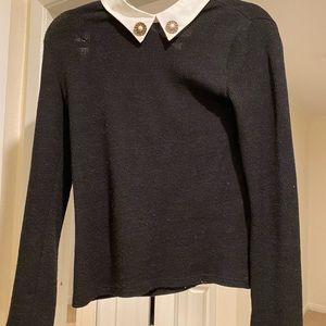Zara black & white sweater with pearl detail. Size small. Great condition